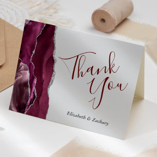 Burgundy Agate Silver Light Gray Wedding Vielen Da Karte