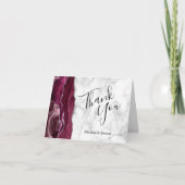 Burgundy Agate Silver Marble Wedding Vielen Dank Karte (Vorderseite)