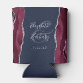 Burgundy Agate Silver Navy Blue Wedding Dosenkühler (Rückseite)