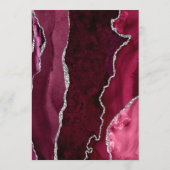 Burgundy Agate Silver Script Wedding Menükarte (Rückseite)