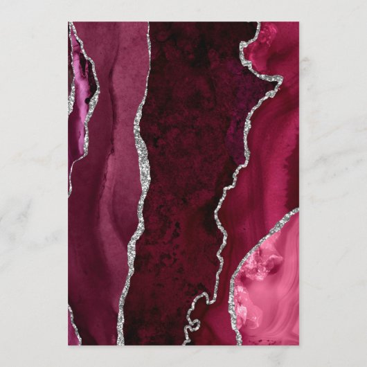 Burgundy Agate Silver Script Wedding Menükarte (Rückseite)