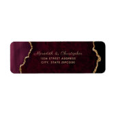 Burgundy Agate Wedding Rücksendeadresse (Vorne)