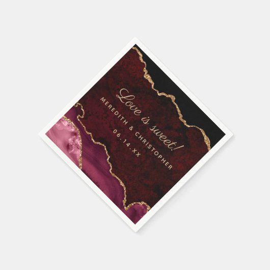 Burgundy Agate Wedding Serviette (Ecke)