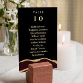 Burgundy-Agglomeration Edelstein schwarze Tafelkar Tischnummer