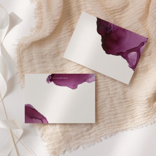 Burgundy Alcohol Ink Stationierungskarte Mitteilungskarte