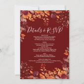 Burgundy All In One Autumn Fall Floral Wedding Einladung (Rückseite)