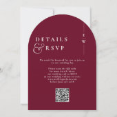 Burgundy All in one Monogram QR Code Wedding Einladung (Rückseite)