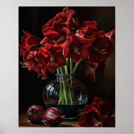 Burgundy Amaryllis Blume Art Print Poster