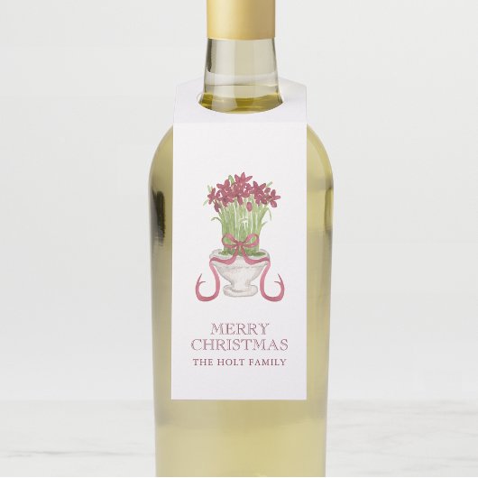 Burgundy Amaryllis Weihnachten Flaschenanhänger