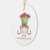 Burgundy Amaryllis Weihnachten Keramik Ornament (Links)