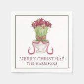 Burgundy Amaryllis Weihnachten Serviette (Vorderseite)