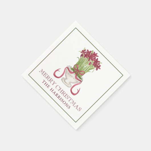 Burgundy Amaryllis Weihnachten Serviette (Ecke)