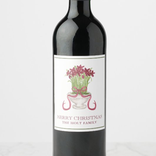 Burgundy Amaryllis Weihnachten Weinetikett