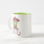Burgundy Amaryllis Weihnachten Zweifarbige Tasse (Vorderseite Links)