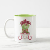 Burgundy Amaryllis Weihnachten Zweifarbige Tasse (Links)