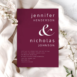 Burgundy Amperand Minimalistisch Typografy Wedding Einladung