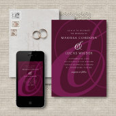 Burgundy Ampersand Script Calligrafy Wedding Einladung