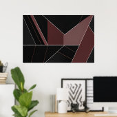 Burgundy and Black Abstract Geometry Poster (Heimbüro)