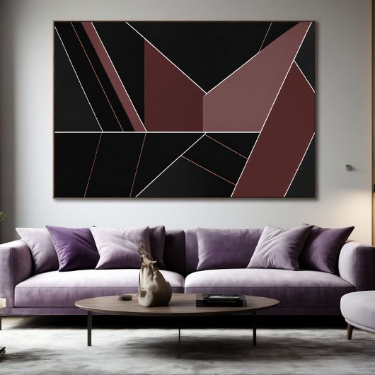 Burgundy and Black Abstract Geometry Poster