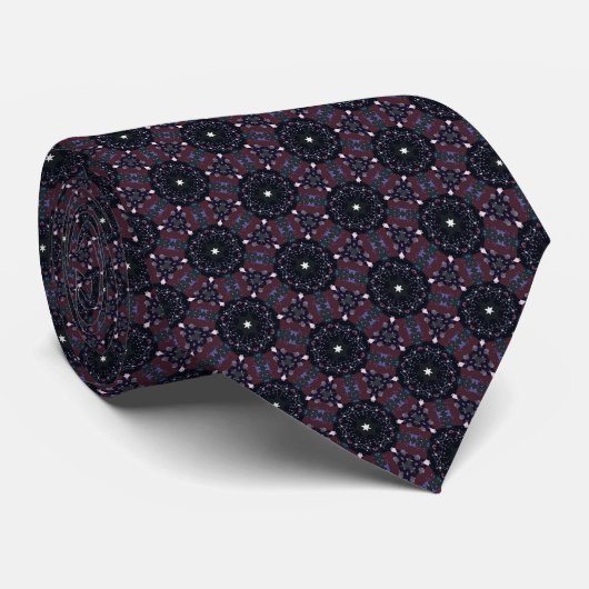 Burgundy and Black Star Neck Tie Krawatte (Gerollt)