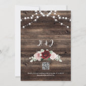 Burgundy and Blush Floral QR Code Rustic Wedding Einladung (Rückseite)