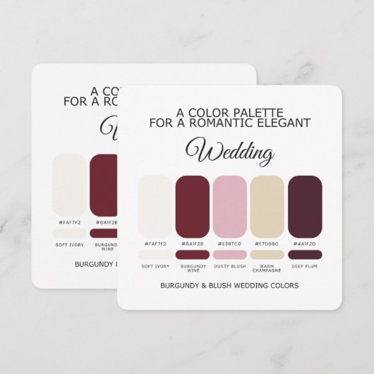 Burgundy and Blush Wedding Color Palette Card Einladung (Vorne/Hinten)