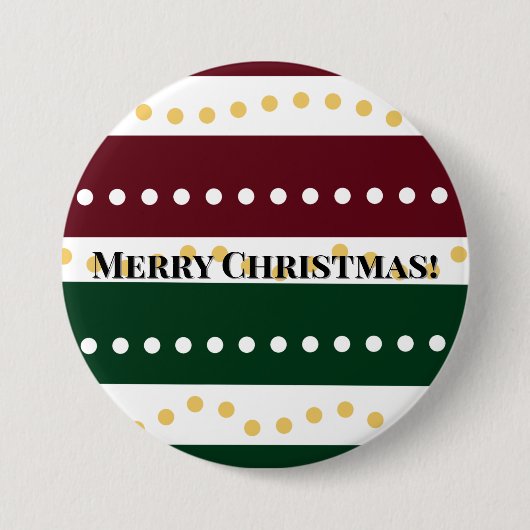 Burgundy and Emerald Golden Polka Dots Christmas Button (Vorderseite)