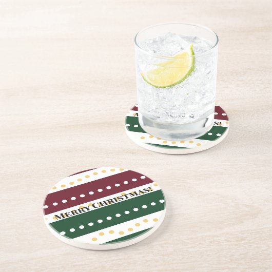 Burgundy and Emerald Golden Polka Dots Christmas  Getränkeuntersetzer (Seite)