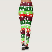 Burgundy and Emerald Golden Polka Dots Christmas  Leggings (Rückseite)