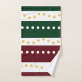 Burgundy and Emerald Stripes Polka Dots Christmas Badhandtuch Set (Handtuch)