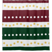 Burgundy and Emerald Stripes Polka Dots Christmas Duschvorhang (Vorderseite)
