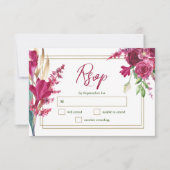 Burgundy and Gold Bloom Garden Wedding RSVP Card (Vorderseite)