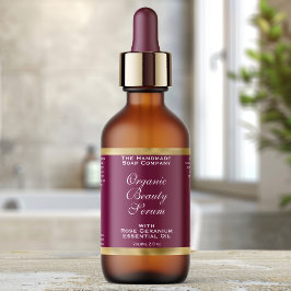 Burgundy and Gold Cosmetics Dropper Bottle Label