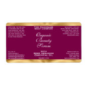 Burgundy and Gold Cosmetics Dropper Bottle Label (Vorne)