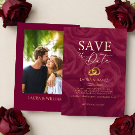 Burgundy and gold elegant save the date wedding   einladung