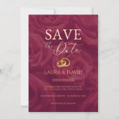 Burgundy and gold elegant save the date wedding   einladung (Vorderseite)