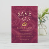 Burgundy and gold elegant save the date wedding   einladung (Stehend Vorderseite)