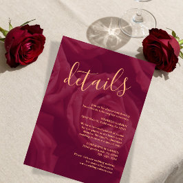 Burgundy and gold elegant wedding response Card Begleitkarte