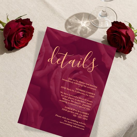 Burgundy and gold elegant wedding response Card Begleitkarte