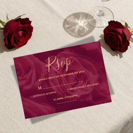 Burgundy and gold elegant wedding response Card RSVP Karte