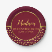 Burgundy and Gold Graduation Party Pappteller (Vorderseite)