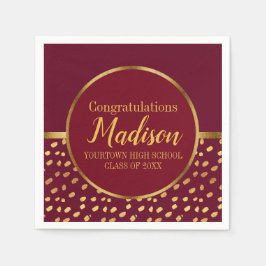 Burgundy and Gold Graduation Party Serviette