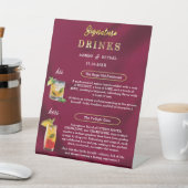 Burgundy and Gold Simple Wedding Signature Drinks Sockelschild (In SItu)