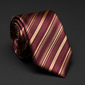 Burgundy and Gold Striped Krawatte