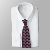 Burgundy and Gray Quilt Print Neck Tie Krawatte (Gebunden)