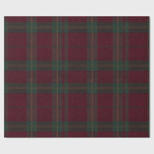 Burgundy and Green Plaid Tartan Gift Wrap Geschenkpapier (Flach)