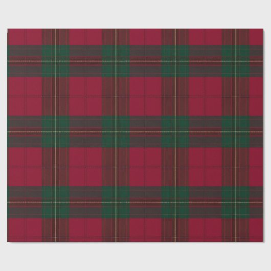 Burgundy and Green Plaid Tartan Wrapping Paper Geschenkpapier (Flach)