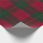 Burgundy and Green Plaid Tartan Wrapping Paper Geschenkpapier (Ecke)