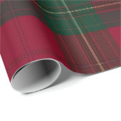 Burgundy and Green Plaid Tartan Wrapping Paper Geschenkpapier (Rolleneckpunkt)