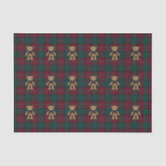 Burgundy and Green Teddy Tartan Tissue Paper Seidenpapier